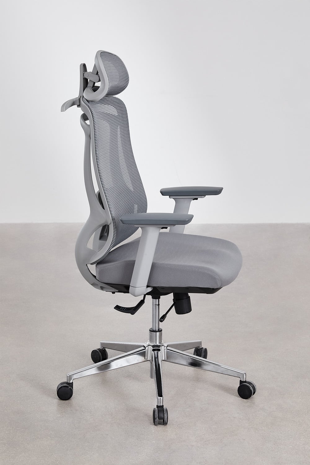 Sedia Ufficio Morton In Similpelle | Ergonomica Con Braccioli E Ruote | Grigia - 2