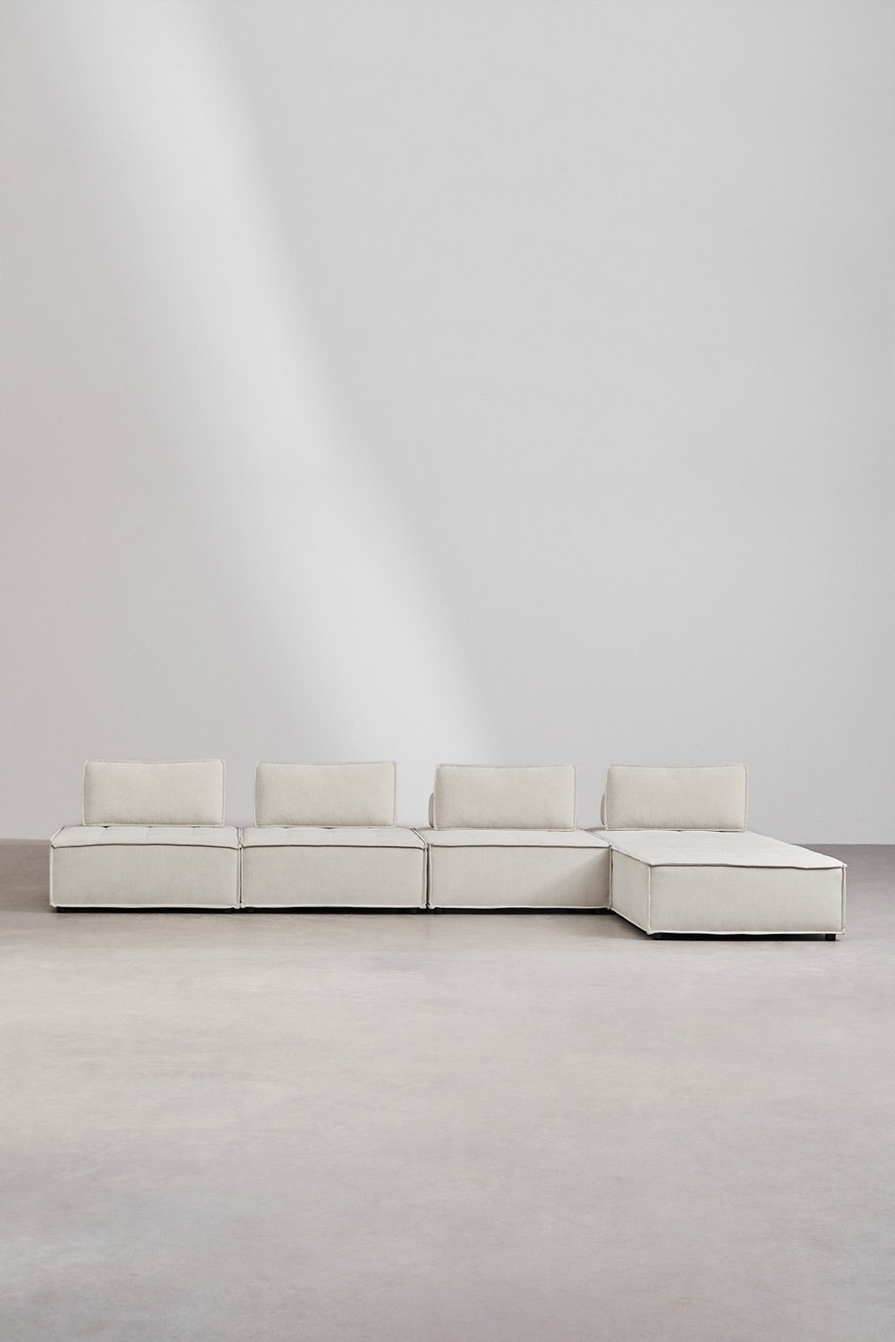 Divano componibile a 4 pezzi e pouf in tessuto Vermont , immagine della galleria 4