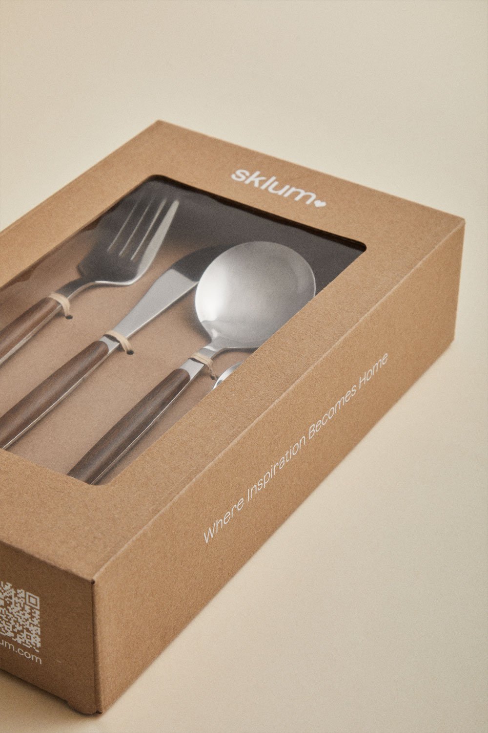 Set di posate in acciaio inox con manico effetto legno da 16 pezzi Monovar, immagine della galleria 7