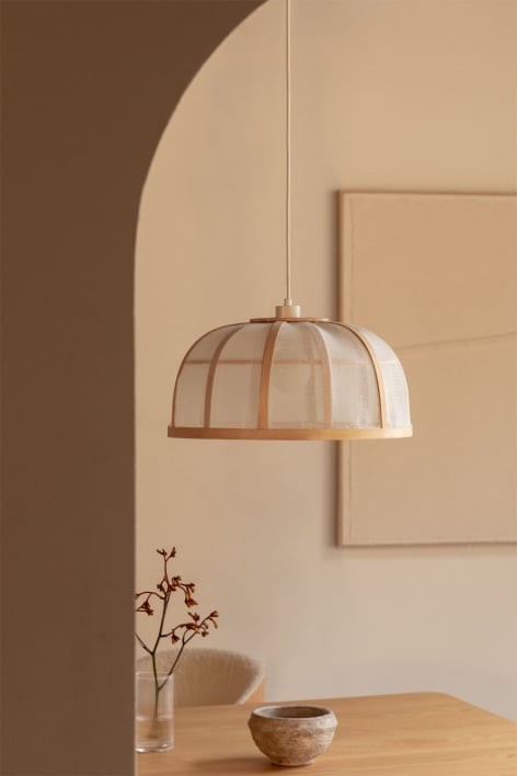 Lampada da soffitto in bambù e cotone (Ø45 cm) Mikayla