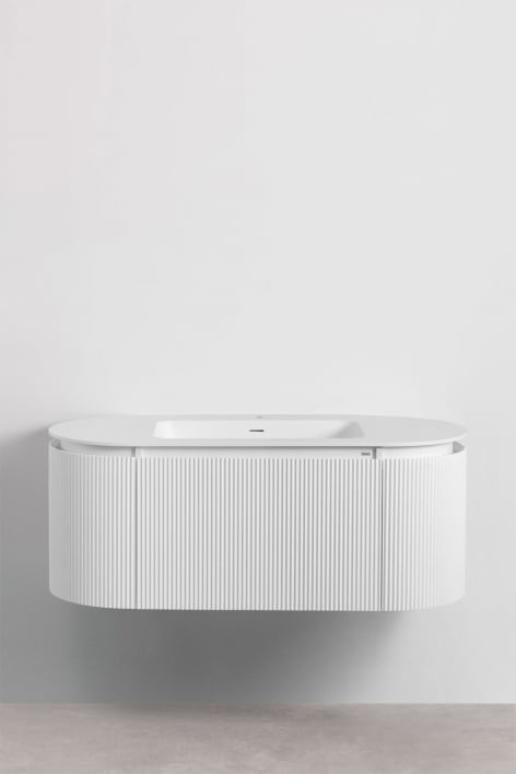Set mobili da bagno in legno Carsone con lavabo integrato - Bianco