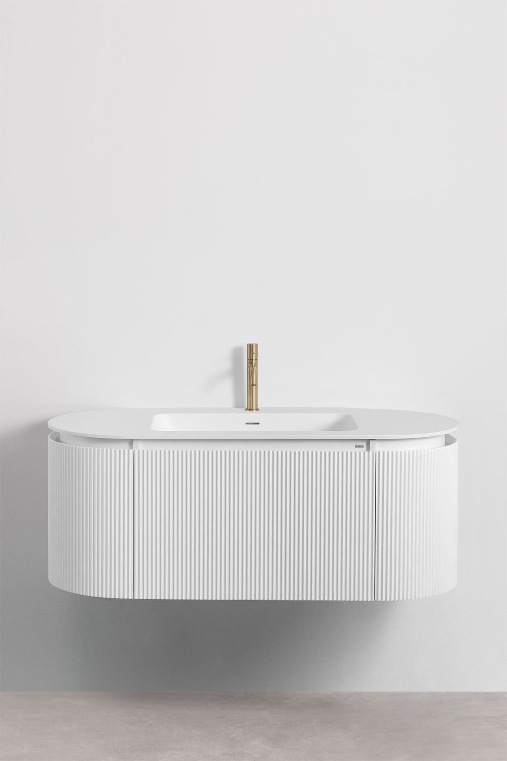 Set mobili da bagno in legno Carsone con lavabo integrato, immagine della galleria 1