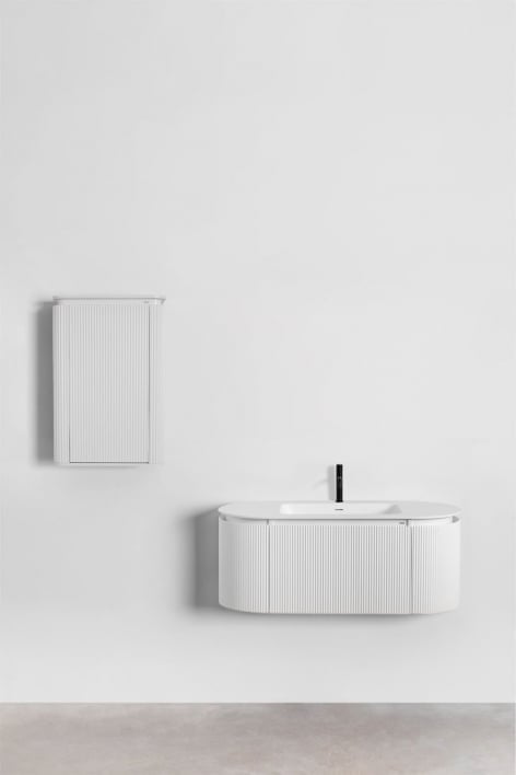Set mobili da bagno in legno Carsone con lavabo integrato - Bianco