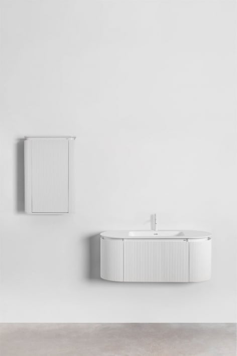 Set mobili da bagno in legno Carsone con lavabo integrato - Bianco