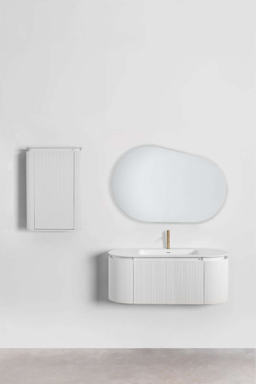 Set mobili da bagno in legno Carsone con lavabo integrato, immagine della galleria 1