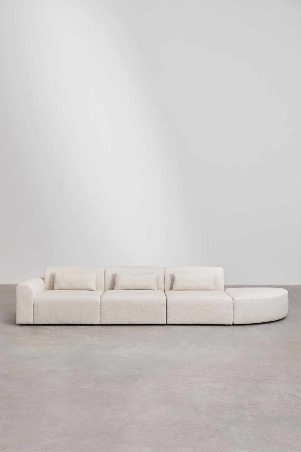 Divano componibile angolare sinistro in 3 pezzi con pouf triangolare in shearling Borjan, immagine della galleria 4