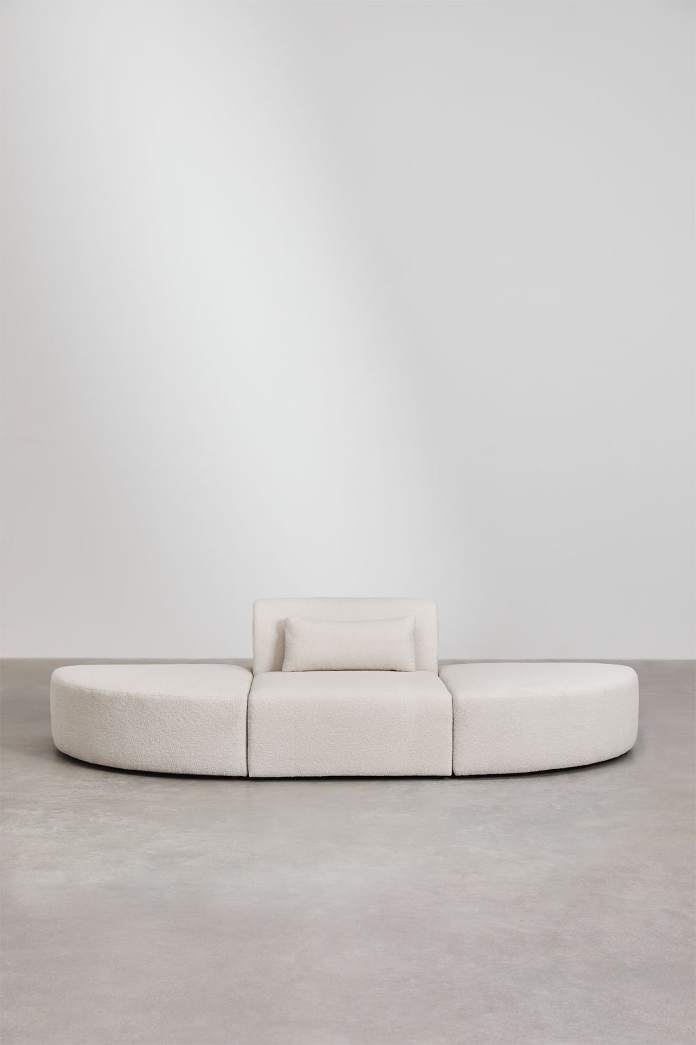 Sofà modulare da 1 pezzo con 2 pouf triangolari in tessuto bouclé Borjan, immagine della galleria 4