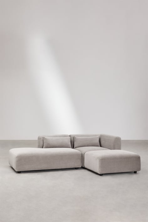 Divano componibile angolare in 2 pezzi con chaise longue sinistra e pouf Fogler