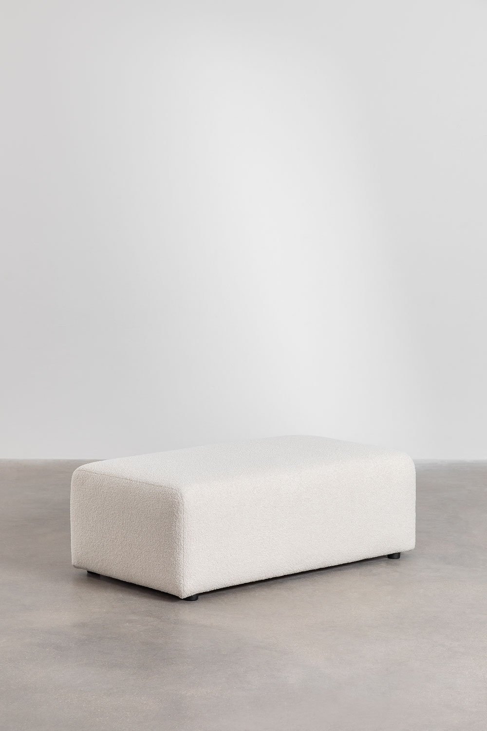 Sofà modulare con chaise longue destra di 4 pezzi 2 pouf in tessuto bouclé Borjan, immagine della galleria 12
