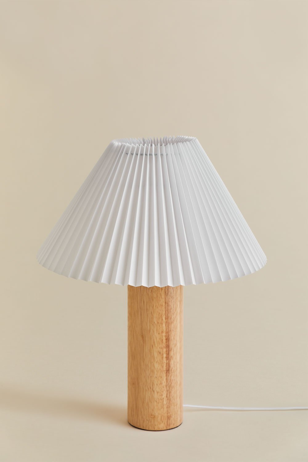 Lampada da tavolo Gaines in legno di caucciù, immagine della galleria 1