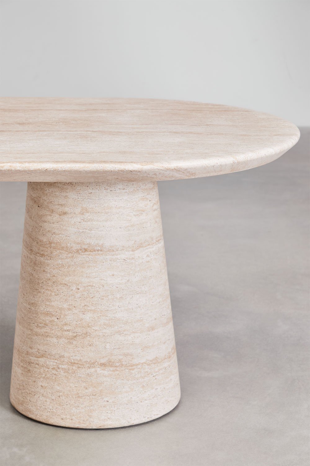 Set tavolo ovale 220x95 cm in cemento look travertino Noemi e 8 sedie da pranzo in legno di rovere Mara Signature, immagine della galleria 5