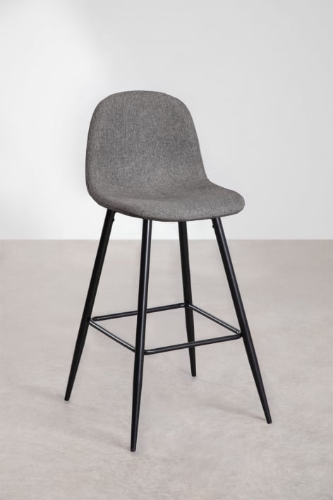 Sgabello alto 75 cm in tessuto grigio antracite e gambe nere Glamm - Cinza Antracite