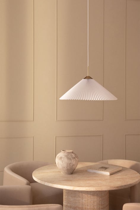 Lampada da soffitto Margalida in metallo e tessuto