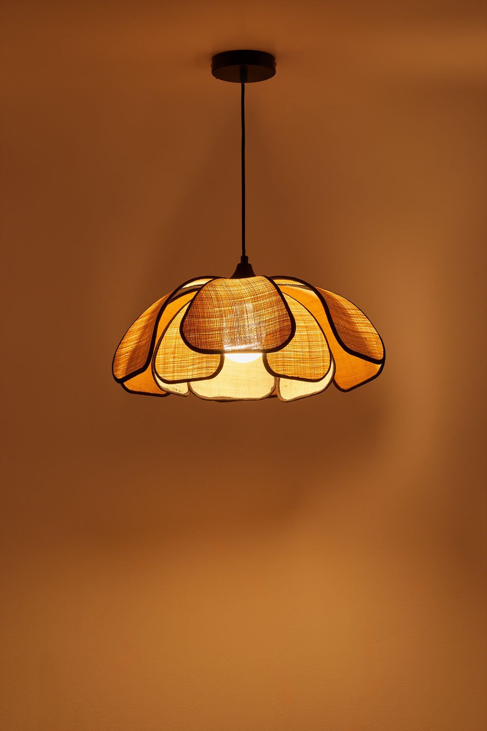 Lampada da soffitto Ø50 cm in rafia naturale - nero Vidson, immagine della galleria 2