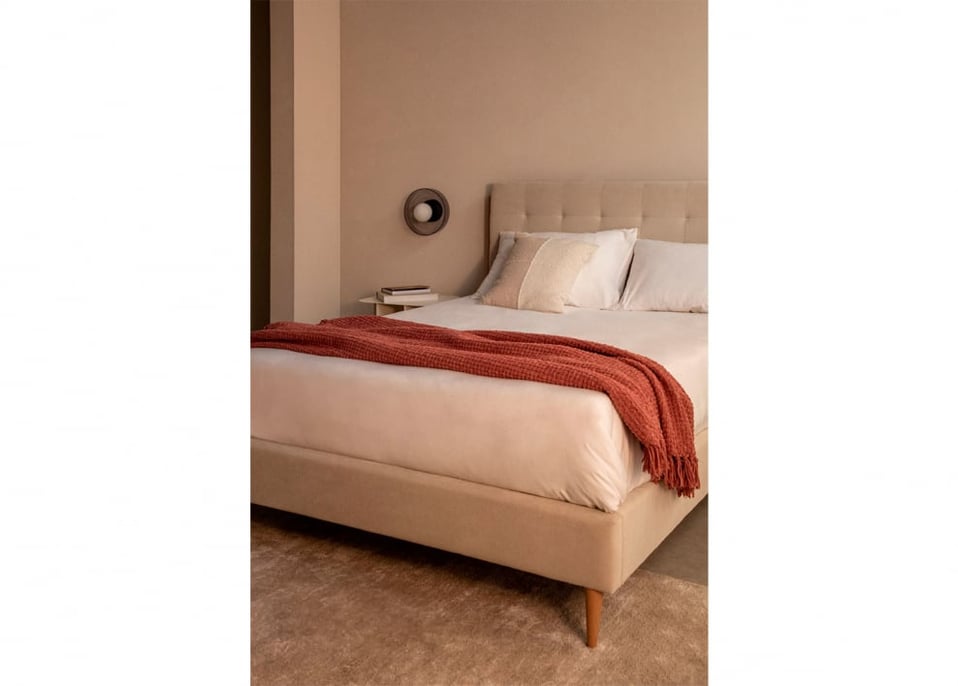 Letto imbottito per materasso in viscoelastico 160x200cm bianco panna Samira