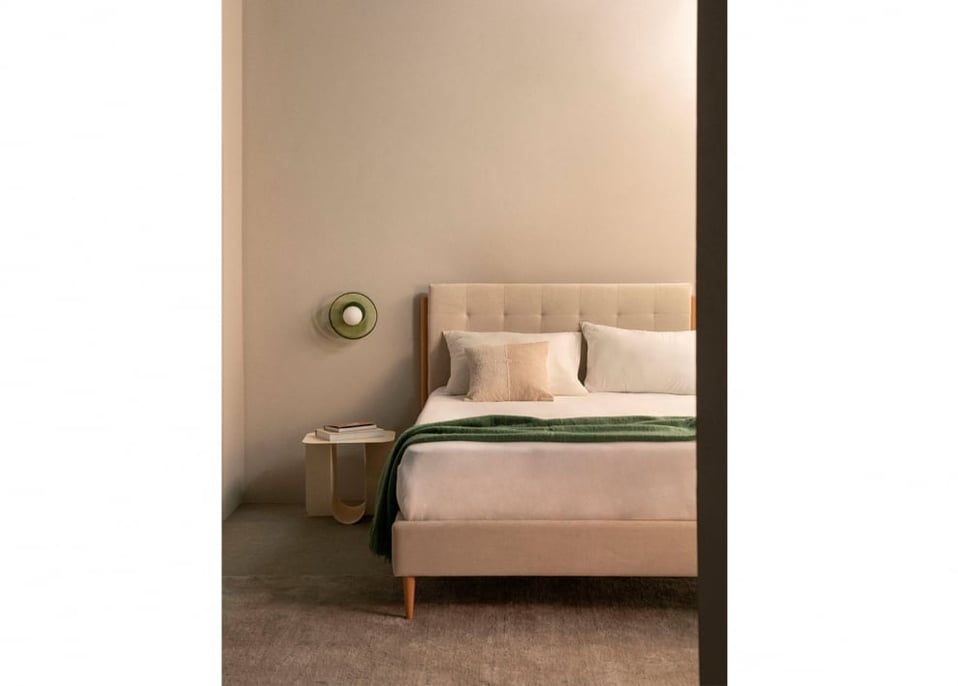 Letto imbottito per materasso in viscoelastico 160x200cm bianco panna Samira