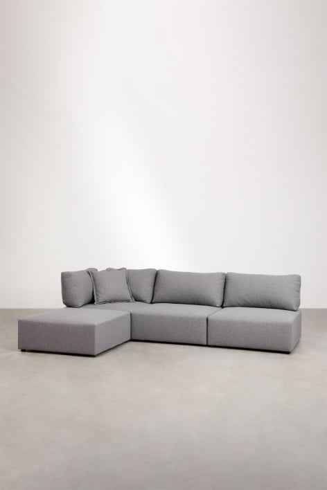 Divano angolare componibile in 3 pezzi con puff Kata - Tessuto Gris