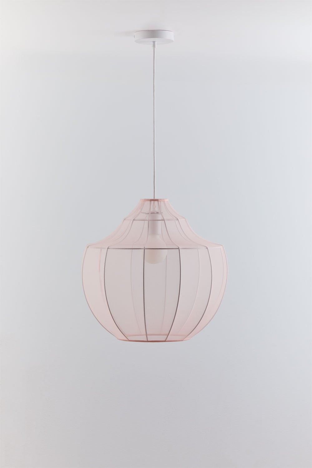 Lampada a sospensione da soffitto in metallo e tessuto Adaya, immagine della galleria 3