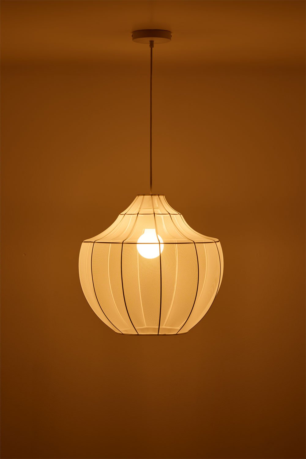 Lampada a sospensione da soffitto in metallo e tessuto Adaya, immagine della galleria 4