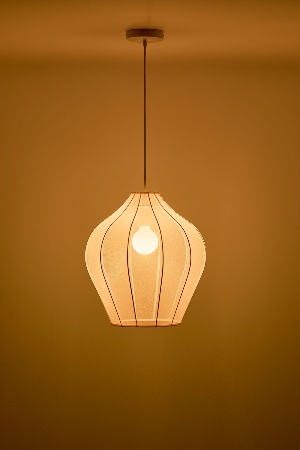 Lampada a sospensione da soffitto in metallo e tessuto Belisa, immagine della galleria 3