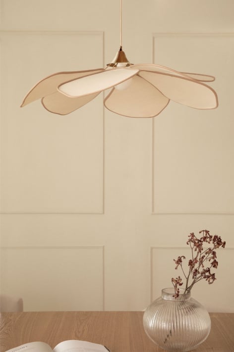 Lampada da soffitto Ø75 cm in lino rosa quarzo - rosso grana Benavid
