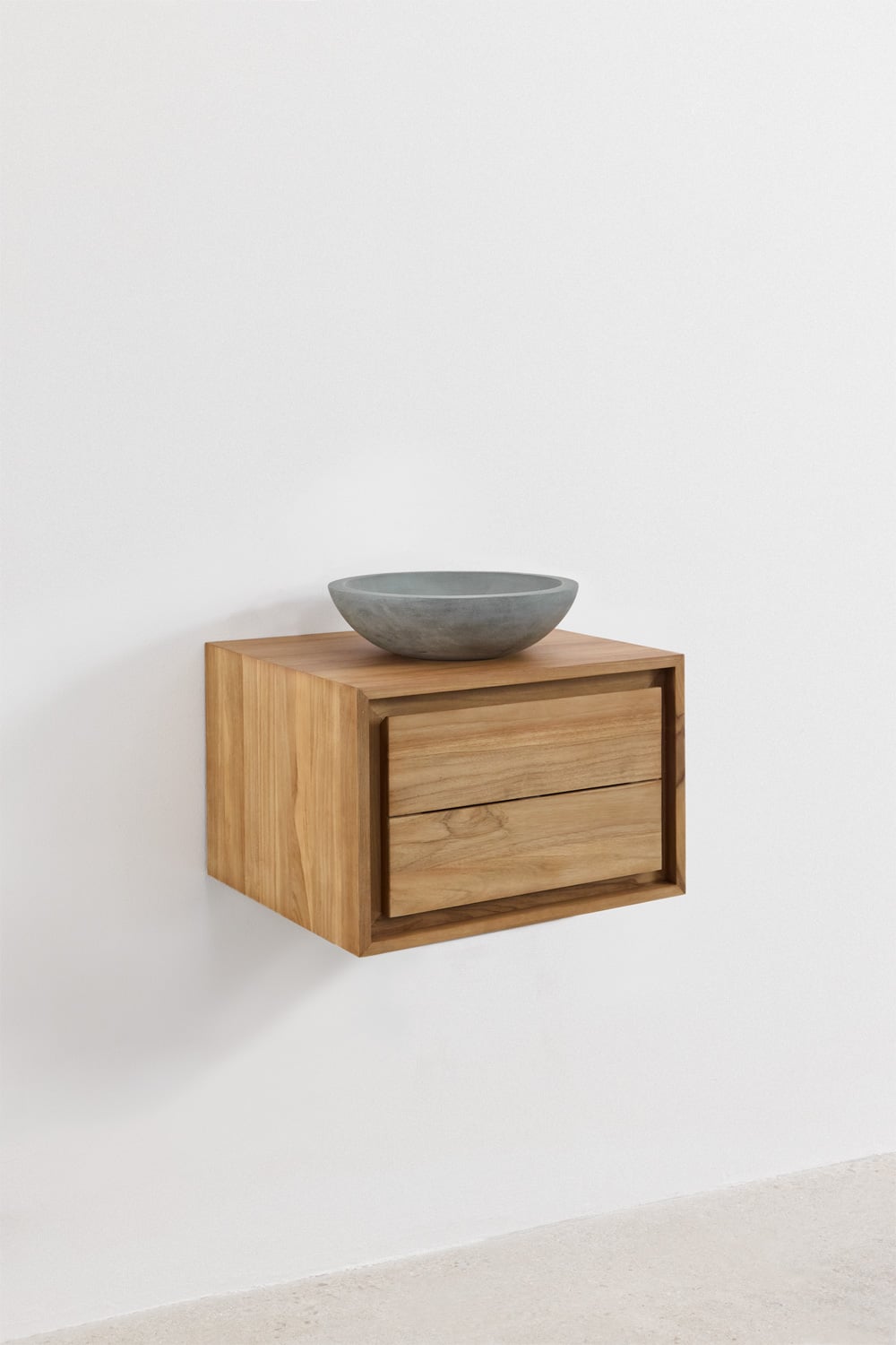 Set di mobili da bagno sospesi in legno di teak Jabari, immagine della galleria 3