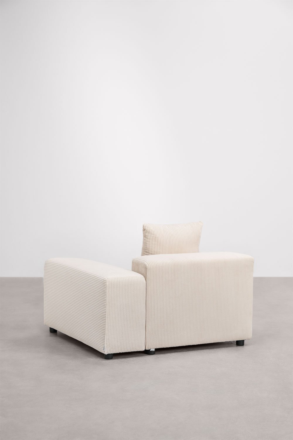 Modulo angolare destro 115x113 cm con bracciolo basso e cuscino per divano modulare Bruna, immagine della galleria 4