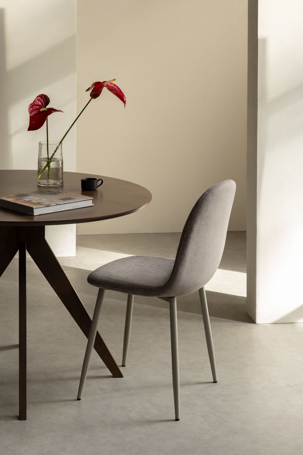 Pacchetto di 4 sedie da pranzo in tessuto e acciaio Glamm Deluxe, immagine della galleria 1