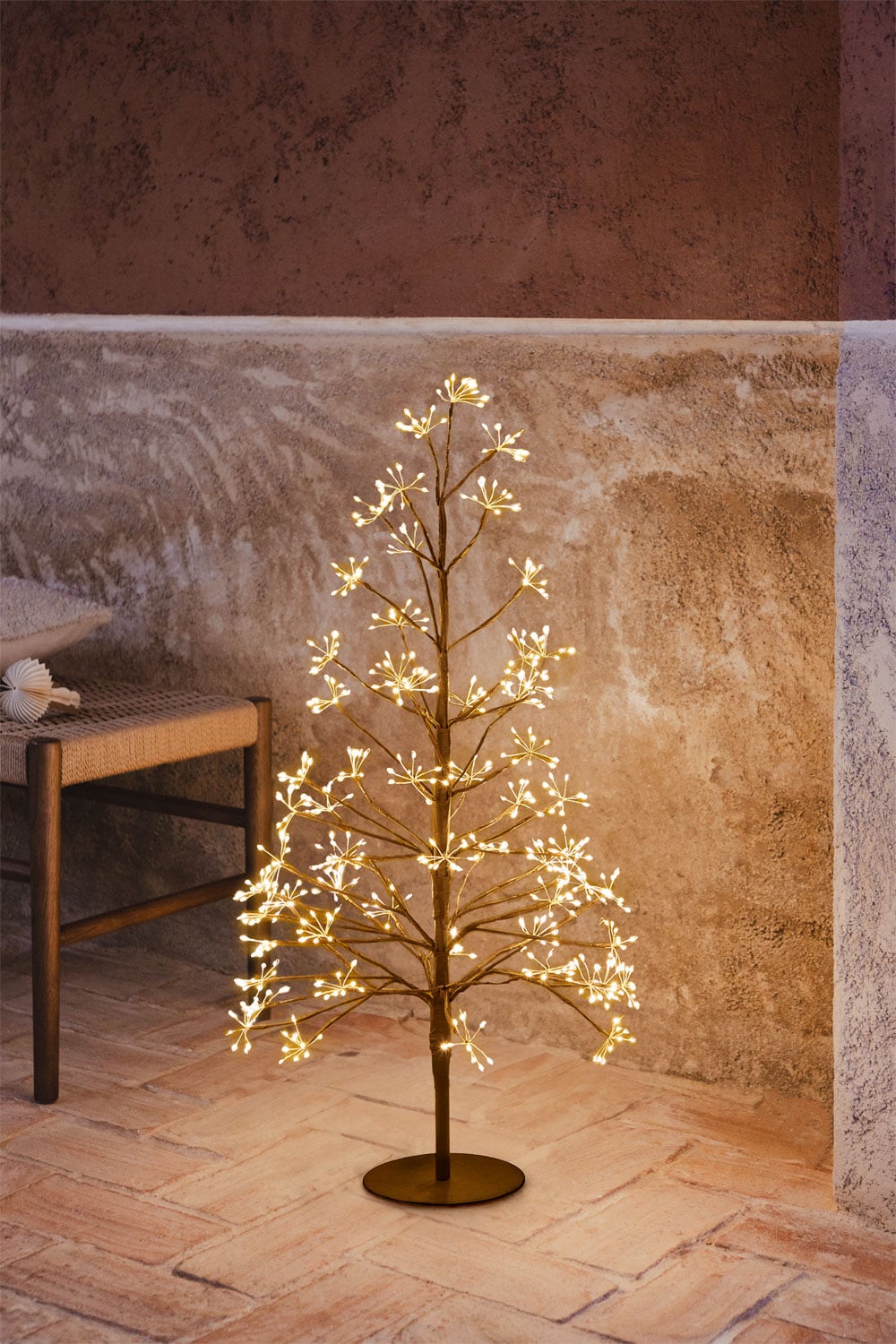 Decorazioni Albero Di Natale In Legno Weigla - Albero Di Natale Con Sfere Dorate, 7 Luci A LED LS7BGK, In Legno Naturale Palline Natale In Compensato Betulla