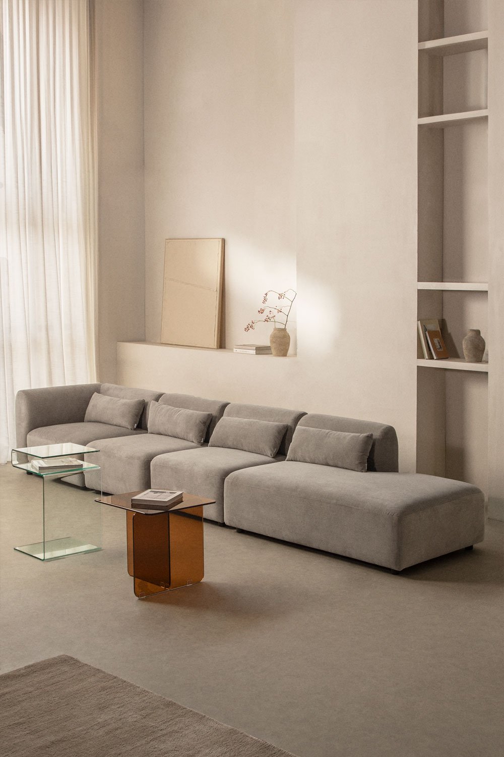 Divano modulare angolare Fogler in 4 pezzi con chaise lounge destra, immagine della galleria 11