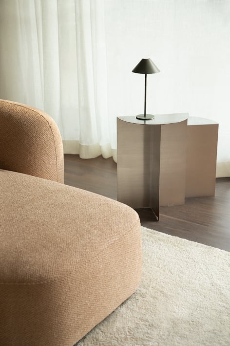 Tavolino 40x20 cm in acciaio inossidabile Nadina