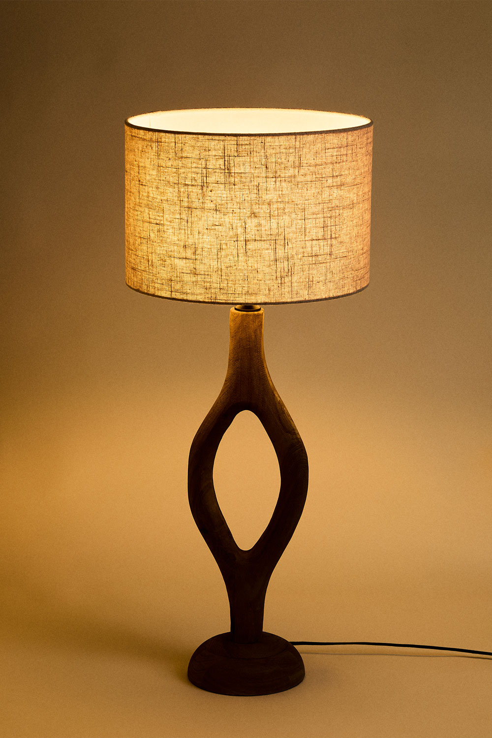 Marc Lampada da Tavolo con Piedi di Legno Nero H. 21cm