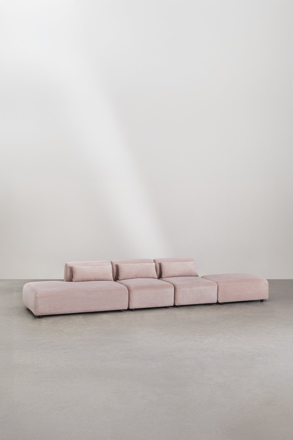 Divano componibile in 3 pezzi con chaise longue sinistra e pouf Fogler, immagine della galleria 1