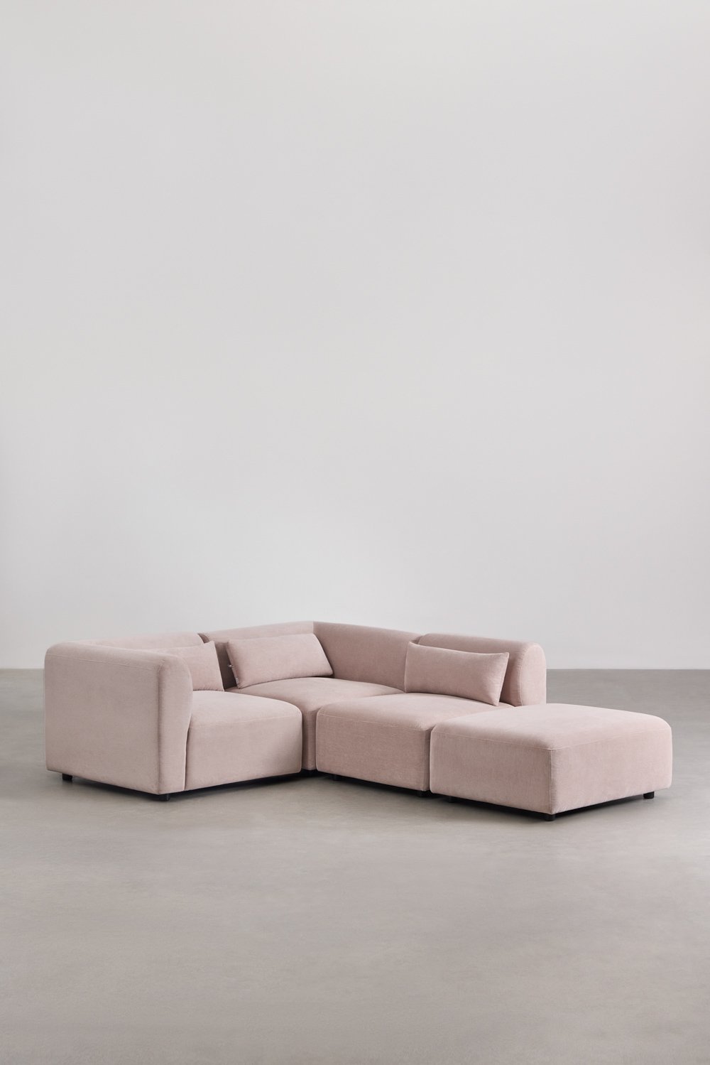 Divano angolare componibile in 3 pezzi con pouf Fogler, immagine della galleria 1