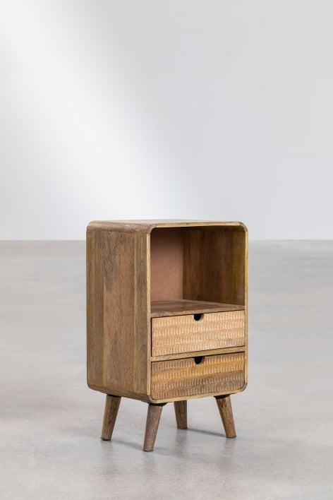 Confezione da 2 comodini con contenitore in legno di mango Yulara naturale