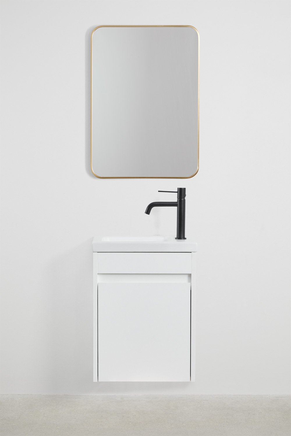 Set mobili da bagno in legno Narek con lavabo integrato, immagine della galleria 2