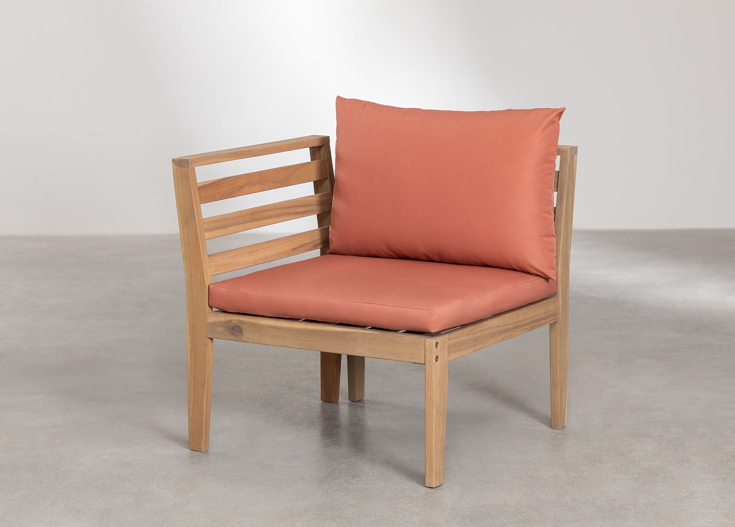 Modulo angolare sinistro per divano componibile da giardino in legno di acacia Filips, immagine della galleria 1