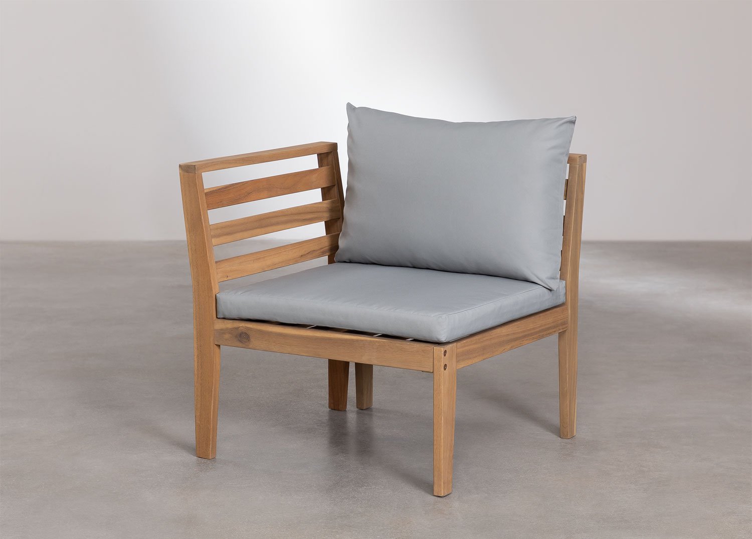 Modulo angolare sinistro per divano componibile da giardino in legno di acacia Filips, immagine della galleria 2