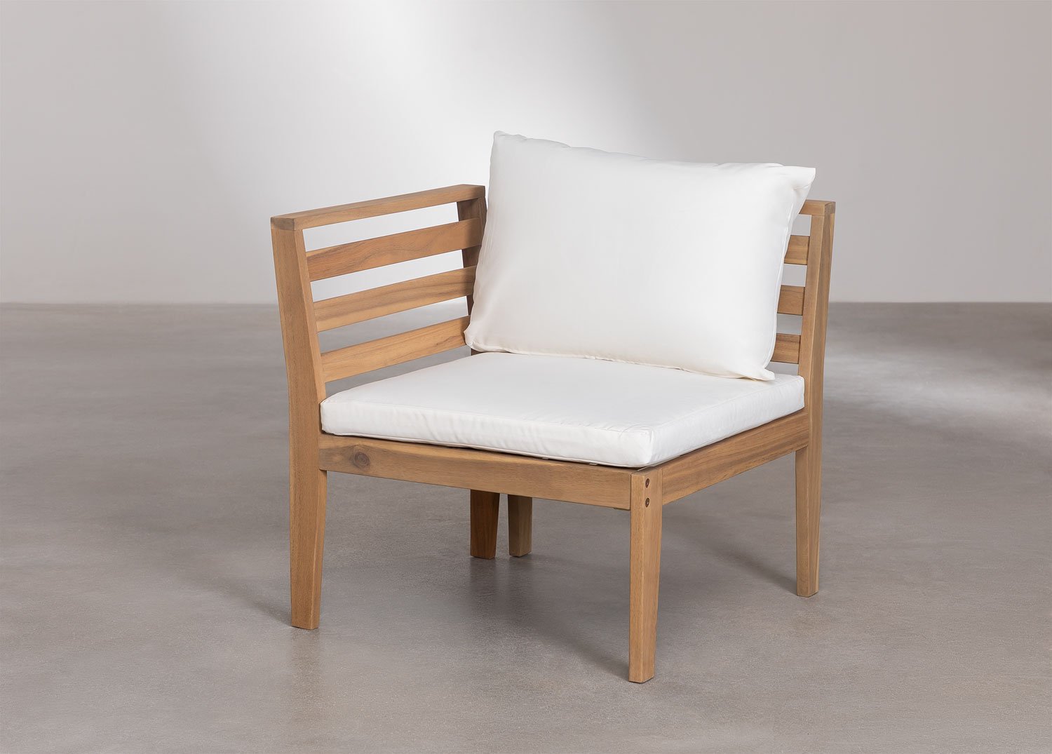 Modulo angolare sinistro per divano componibile da giardino in legno di acacia Filips, immagine della galleria 2