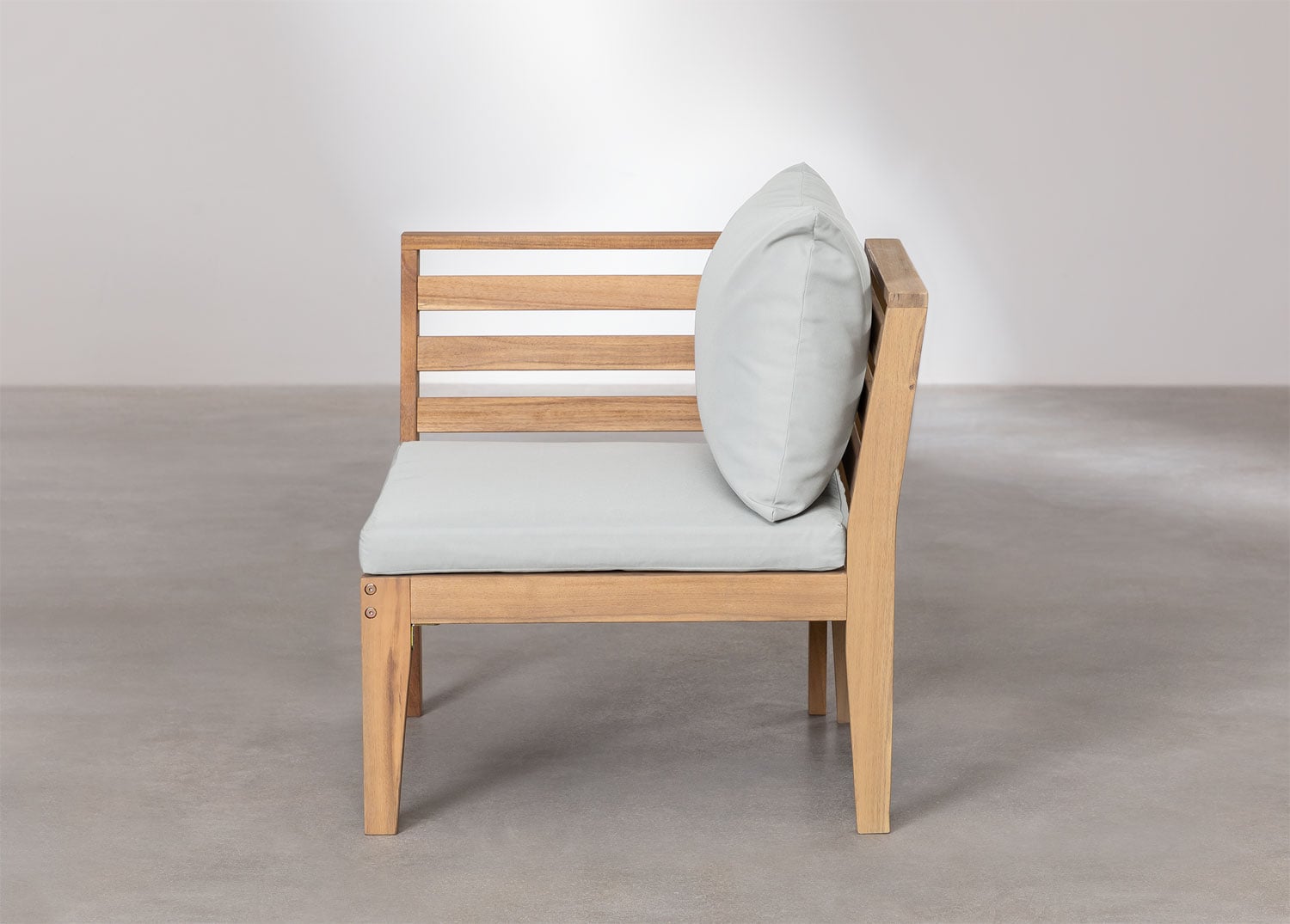Modulo angolare sinistro per divano componibile da giardino in legno di acacia Filips, immagine della galleria 3