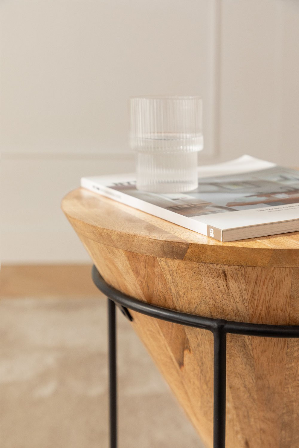 Tavolino rotondo Ø40 cm in legno di mango e ferro Piram, immagine della galleria 3