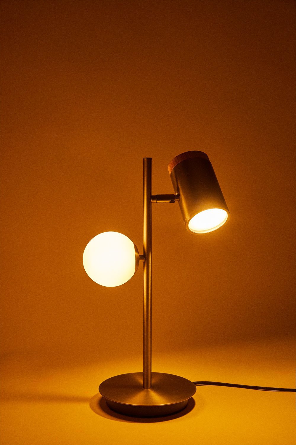 Lampada da tavolo orientabile con 2 punti luce in ferro Amaranto, immagine della galleria 4