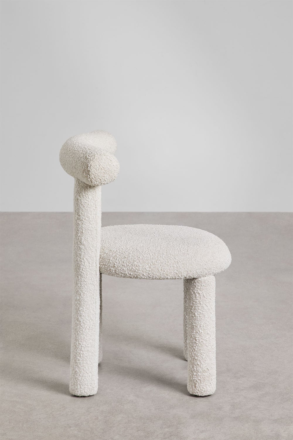 4 Sedie Da Pranzo Sweetcrispy In Bouclé Beige, Schienale Curvo, Gambe In Metallo Nero, Imbottite, Per Sala Da Pranzo E Soggiorno