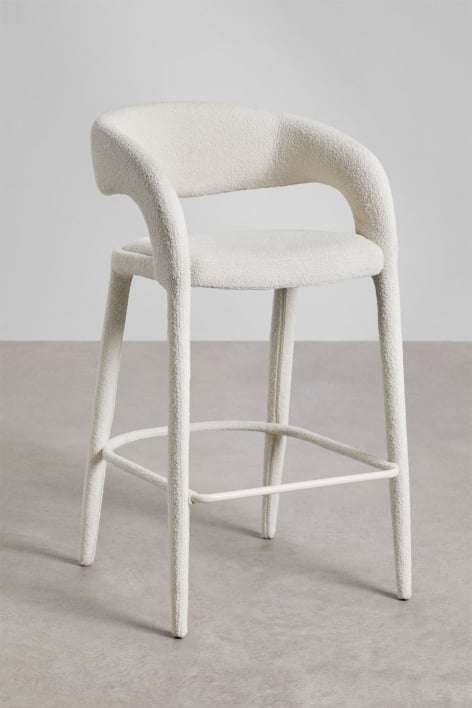 Pack di 4 sgabelli alti 75 cm in tessuto bouclé bianco Arazeina