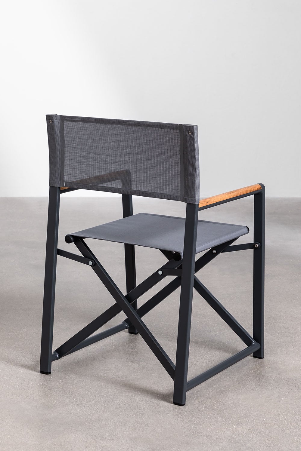 Set di 2 sedie da regista pieghevoli per giardino in alluminio e legno di teak Jordana, immagine della galleria 4