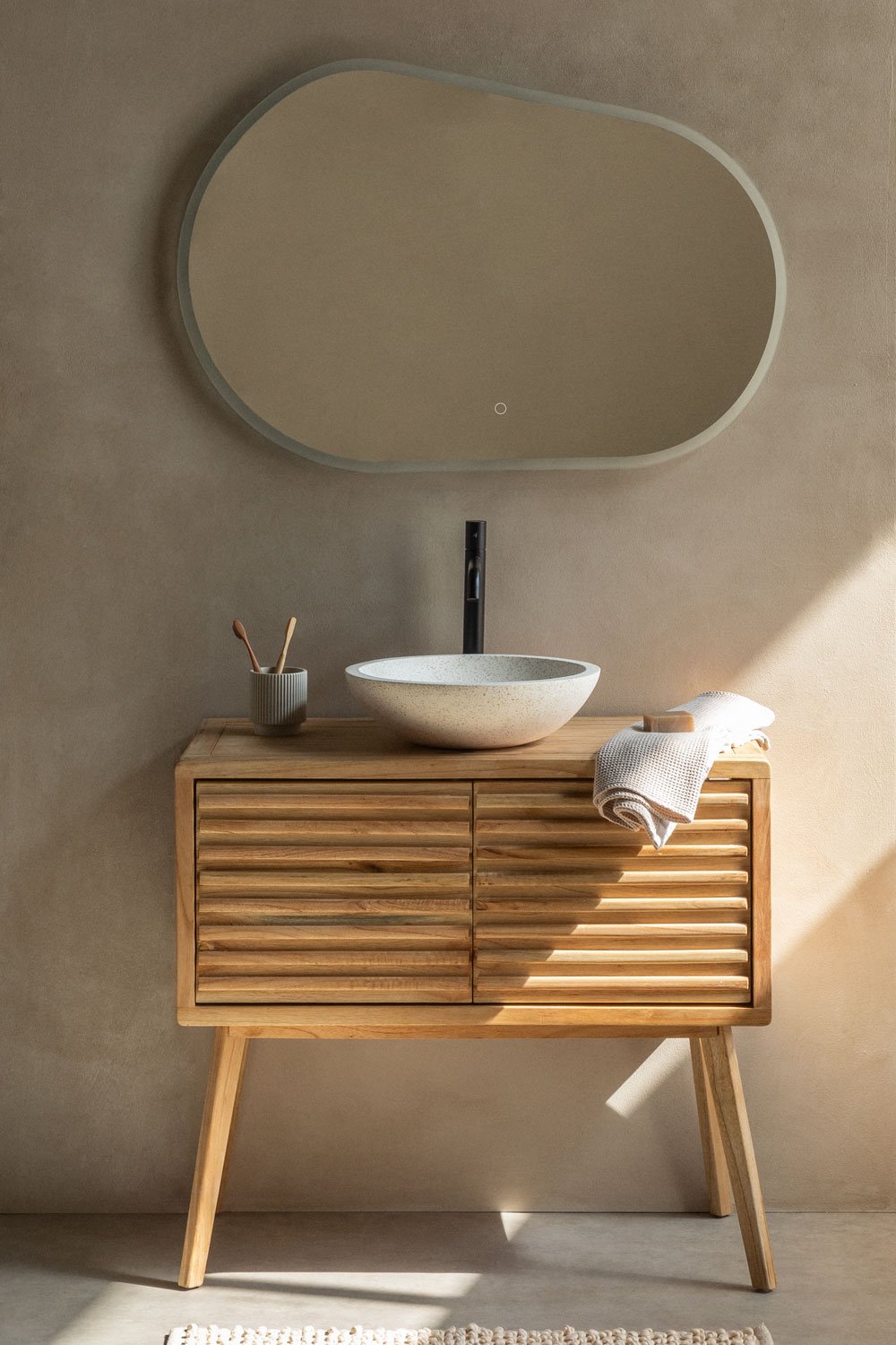 Set di mobili da bagno 90x45 cm in legno Deleyna, immagine della galleria 1