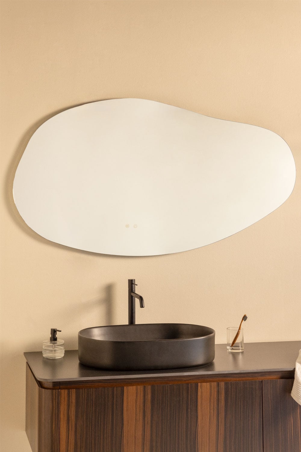 Specchio da parete irregolare 140x75 cm per bagno con luce LED e ...