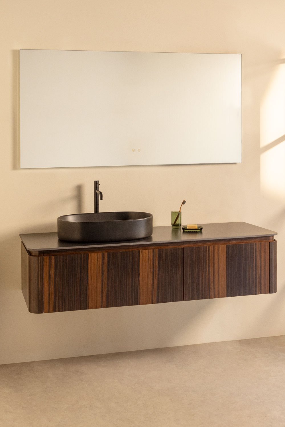 Specchio da parete rettangolare da bagno con luce LED e antiappannamento (160x75 cm) Jorvi, immagine della galleria 1