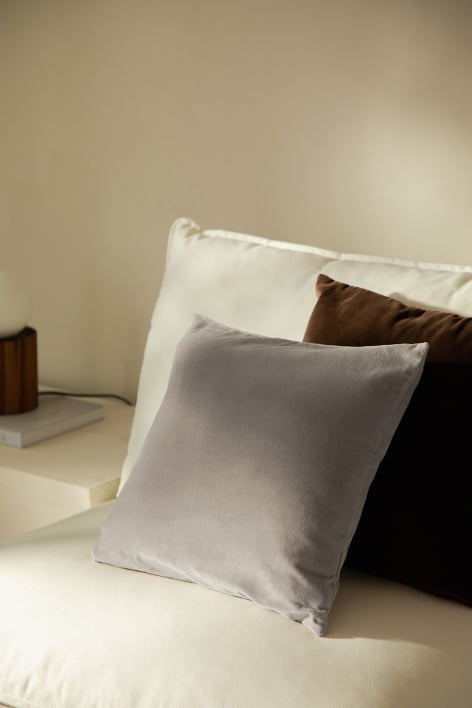 Cuscino quadrato 40x40 cm in velluto di cotone Enid - Crema Cannoli 