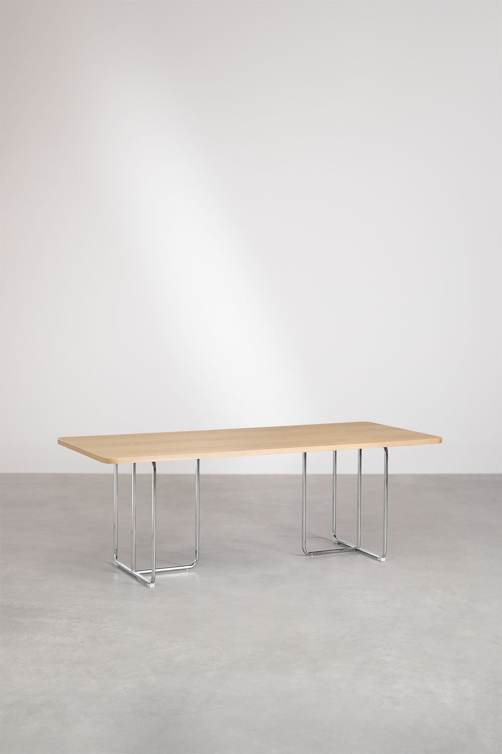 Set da tavolo rettangolare 240x100 cm in MDF e acciaio inossidabile e 10 sedie da pranzo in rattan Tento, immagine della galleria 4